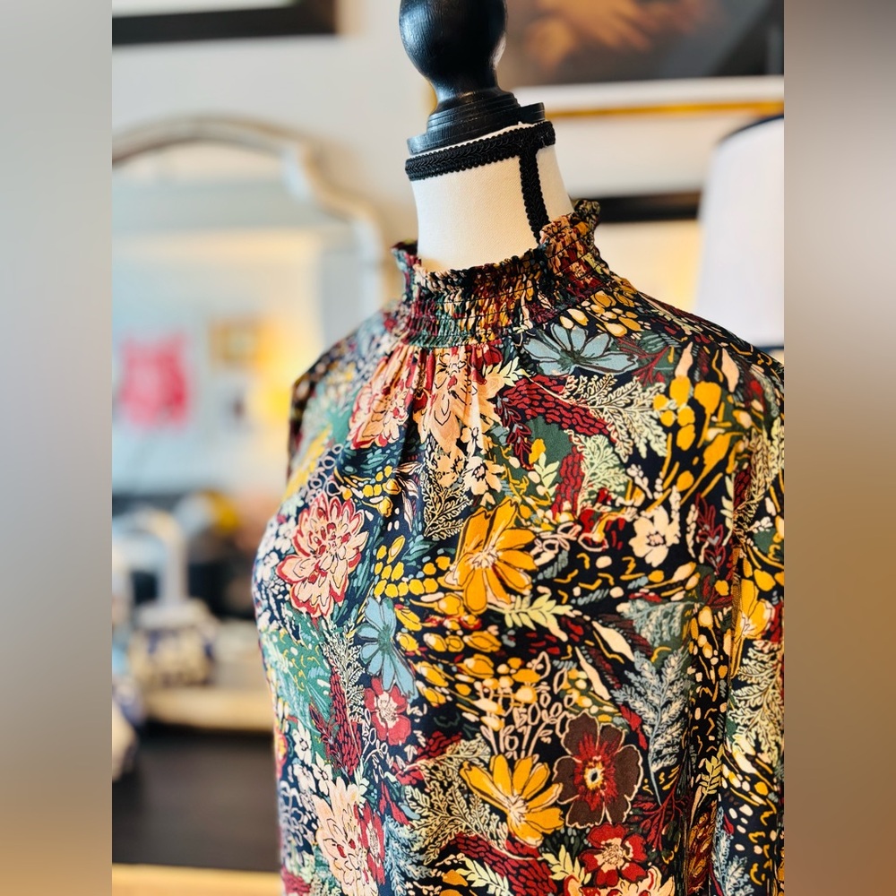 🆕 RACHEL ZOE Floral Mock Neck Top size L - Picture 6 of 10